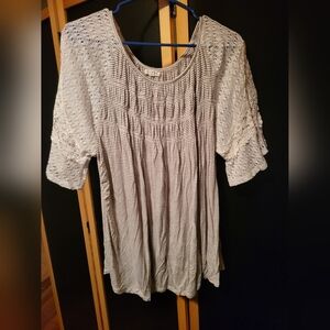 3X Cream Lace and Striped Shirt